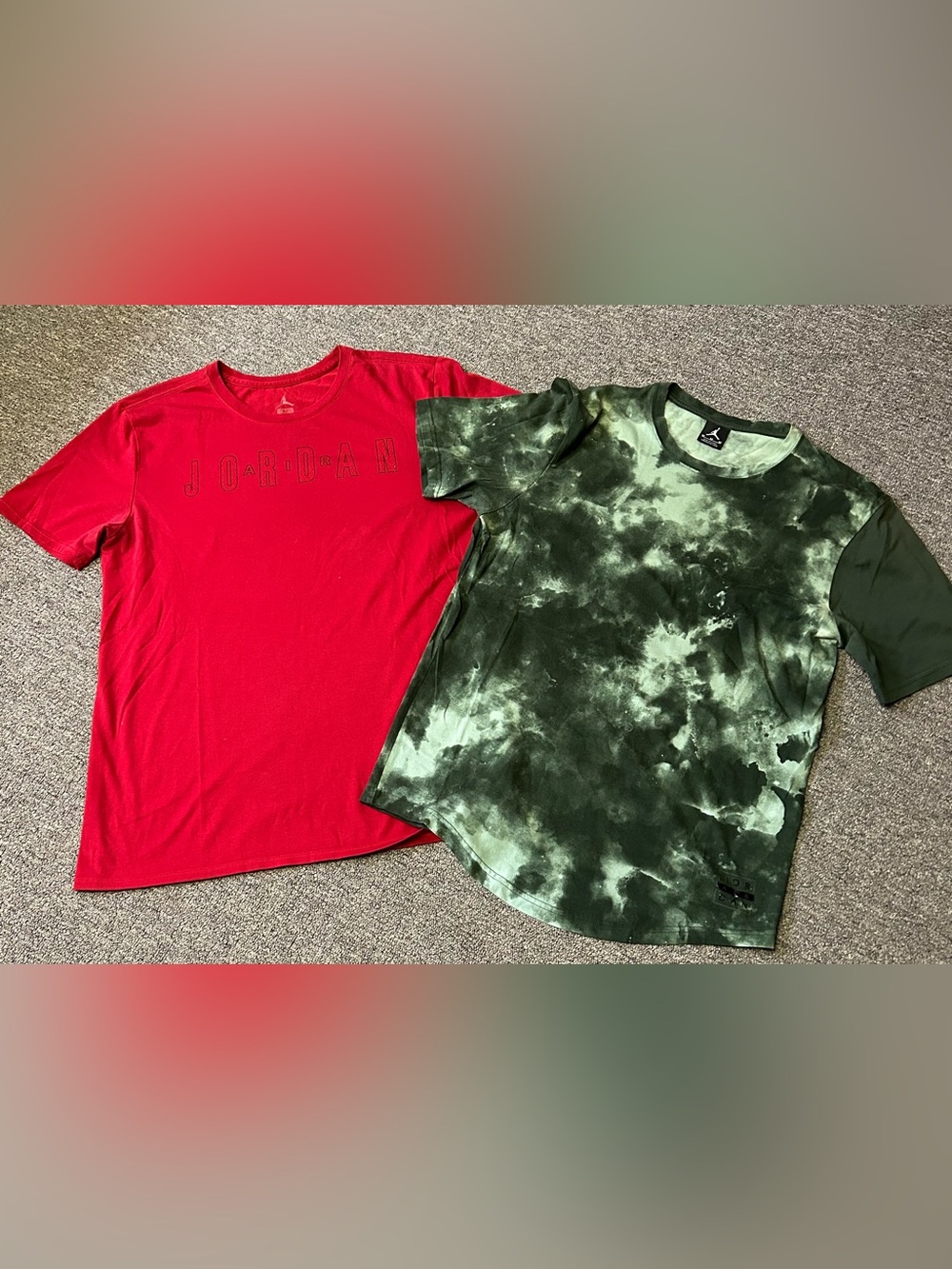 Jordan Medium Red Short-Sleeve Tee and Green Marble Short-Sleeve Tee